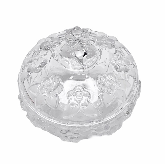 Other - COVERED DISH Clear glass Roses 2 piece Floral Unique design Organize beautifully